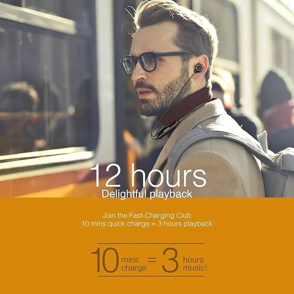 NECKBAND- FINGERS FC-Buddy Bluetooth Wireless in Ear Neckband Earphones with Built-in Mic (Slate Grey)