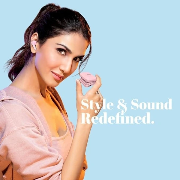 EARBUDS- FINGERS Caribbean Truly Wireless in-Ear Earbuds [28 Hours Total Playback, Built-in Mic with SNC™ (Surround Noise Cancellation) Technology, Voice Assistant, Touch Controls] – Blush Pink