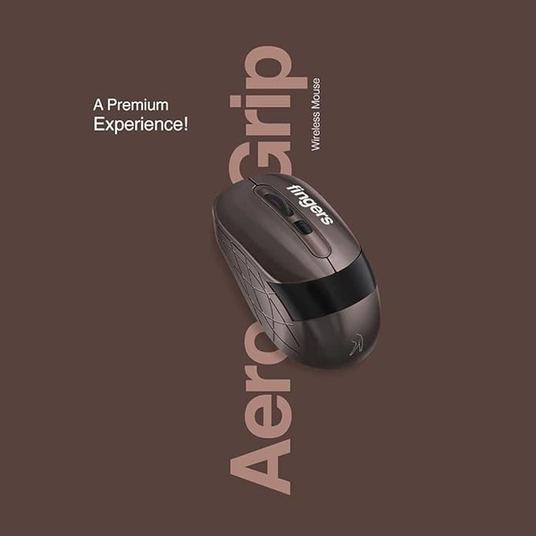 MOUSE- WIRELESS- FINGERS AeroGrip Wireless Mouse with 2.4 GHz USB Receiver (Compatible with Windows, Mac & Linux | Ambidextrous)