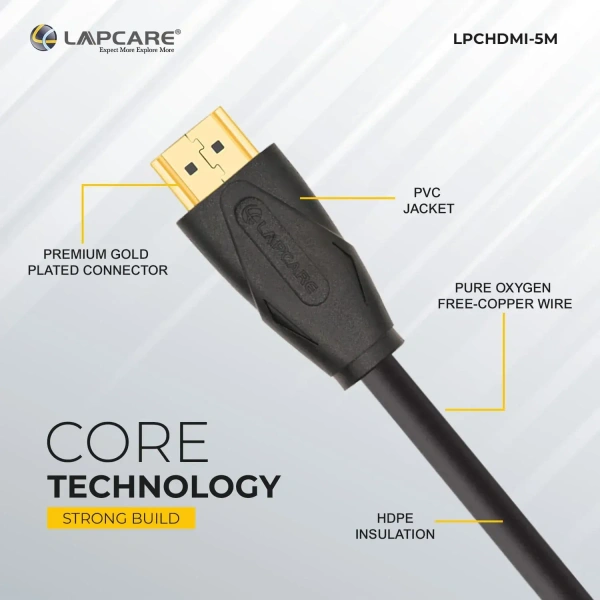 HDMI CABLE- 10 MTR- LAPCARE- Lapcare Premium Quality HDMI Cable, Male to Male (10 M)-Black- 1 Year Warrenty