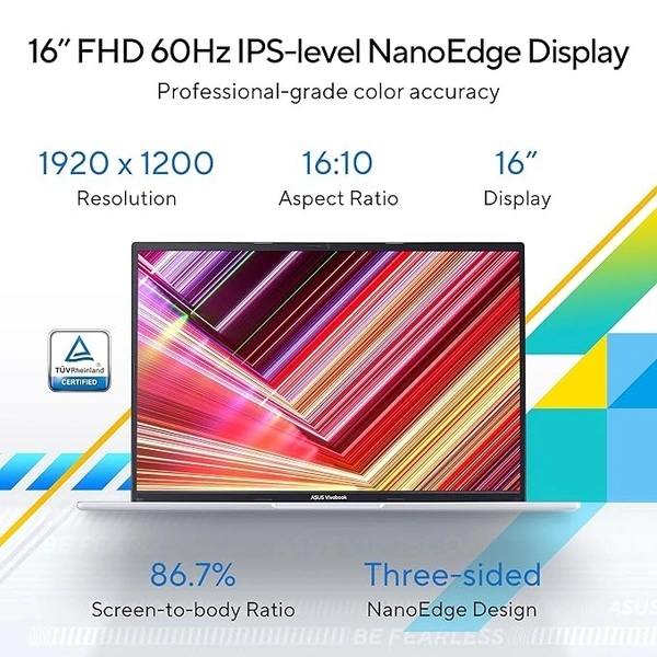 CORE I5- 12TH GEN- ASUS VIVOBOOK 16- Intel Core i5-12500H 12th Gen, 16" (40.64 cm) FHD+, Thin and Light Laptop (16GB/512GB/Win11/Office 2021/Silver/1.8 kg), X1605ZAC-MB541WS
