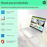 CORE I5- 12TH GEN- HP 15s 12th Gen Intel Core i5, 15/6inch (39.6 cm), 8GB RAM, 512GB SSD, Intel Iris Xe Graphics, Backlit Kb, (Win 11 Home, Natural Silver, 1.69kg), fq5202TU / fq5329TU