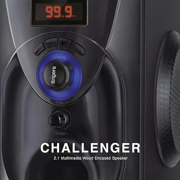 SPEAKERS- FINGERS Challenger Wood Encased Multimedia 2.1 Speaker (18 W Stereo Powerful Bass | Bluetooth, FM, USB, SD, AUX (RCA) | Remote Control)