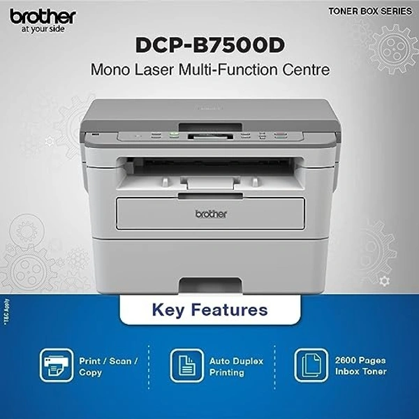LASERJET-Brother DCP-B7500D Automatic Duplex Laser Printer with 34 Pages Per Minute Print Speed, Multifunction (Print Scan Copy), LCD Display, 128 MB Memory, Large 250 Sheet Paper Tray, USB Connectivity Visit the Brother Store