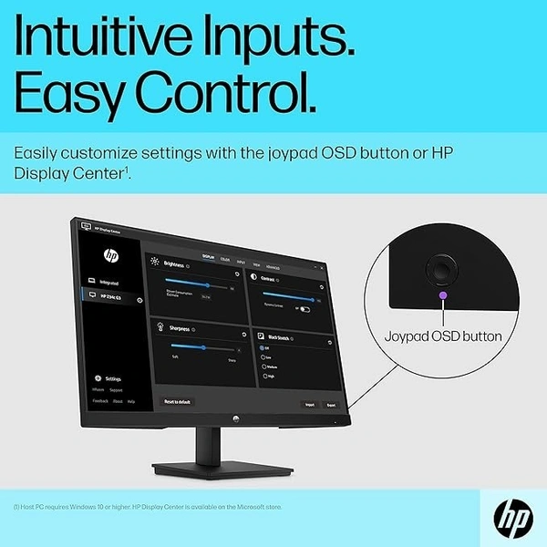 SIZE- 24"- HP V24V G5 Fhd LED Monitor,23.8 Inch(60.5Cm) Fhd LED Monitor Anti-Glare,Low Blue Light 3-Sided Micro-Edge Tuv Certified LED Monitor,75Hz,AMD Free Sync with 1Xvga,1Xhdmi 1.4 Ports,250 Nits(Black)
