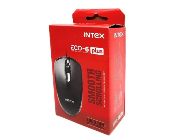 MOUSE- WIRED- Intex ECO-6 Wired USB Mouse (USB 2.0, Black)