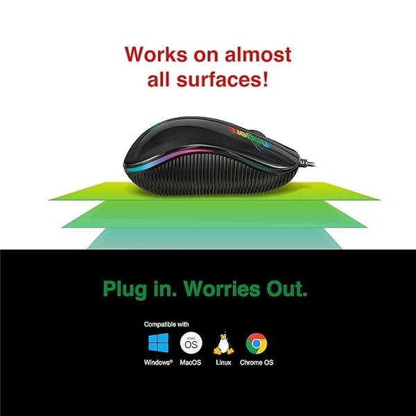 MOUSE- WIRED- FINGERS RGB-Breathe Wired Mouse with Advance Optical Technology and Breathing RGB LED Lights (Lightweight and Comfortable | Compatible with Windows®, Mac, Linux