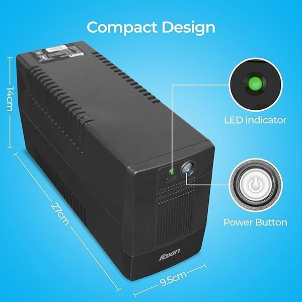 UPS- REGULAR- Foxin UPS 600va 360W with LED Indicator, UPS for PC | Laptops | Gaming Computers | WiFi Routers & More | BIS Approved 