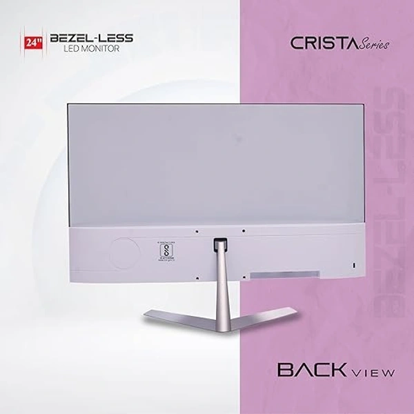 SIZE- 24"- Zebion FHD Led Frameless Monitor Crista Series, IPS Panel, 1920x1080 Pixel with Max Resolution, HDMI, VGA, Wall Mountable, Fast Response Time, 3 Year Warranty (24, 75Hz)