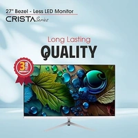 SIZE- 27"- Zebion FHD Led Frameless Monitor Crista Series, IPS Panel, in-Built Speaker, 1920x1080 Pixel with Max Resolution, HDMI, VGA, Wall Mountable, Fast Response Time, 3 Year Warranty (27-inch, 75Hz)