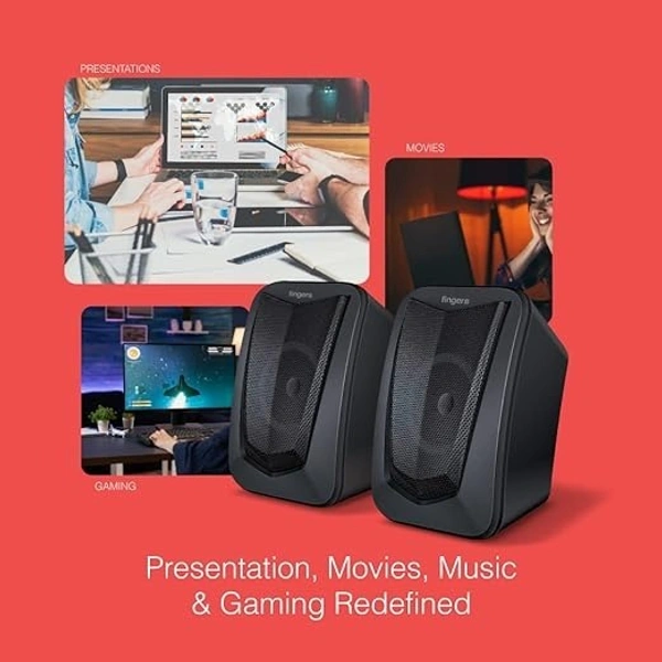 SPEAKERS- FINGERS FunBeats USB Multimedia Speaker (6 W 2.0 channel | Volume Controller | Powerful Bass | Black Standard)