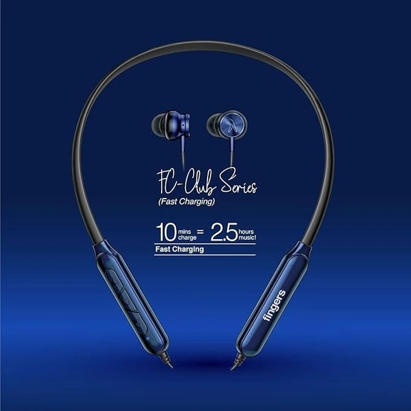 NECKBANDS- FINGERS FC-Royale Bluetooth Wireless Neckband in Ear Earphones with Built in Mic (Royal Blue)