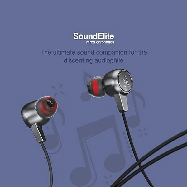 EARSET- FINGERS SoundElite Wired in-Ear Earphones with Built-in Mic, 10 mm Neodymium Driver, 3.5 mm L-pin Connector (Rich Grey)