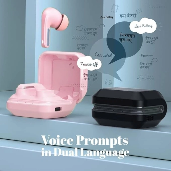 EARBUDS- FINGERS Caribbean Truly Wireless in-Ear Earbuds [28 Hours Total Playback, Built-in Mic with SNC™ (Surround Noise Cancellation) Technology, Voice Assistant, Touch Controls] – Blush Pink