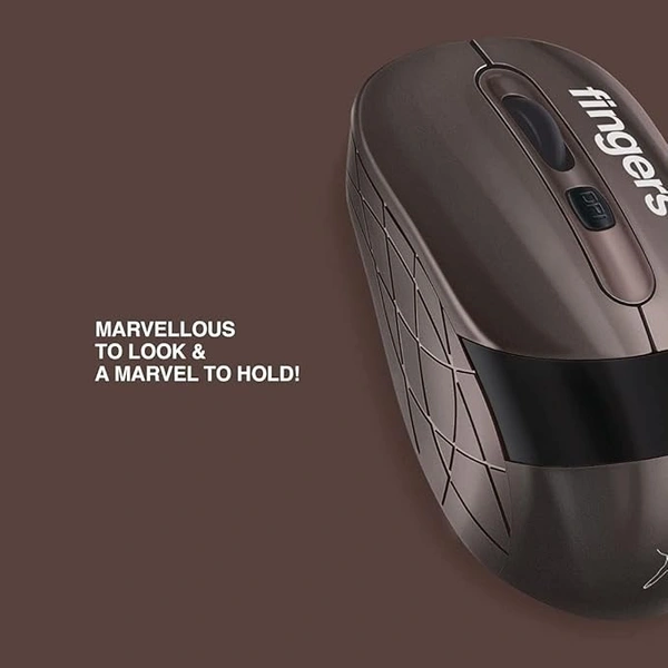 MOUSE- WIRELESS- FINGERS AeroGrip Wireless Mouse with 2.4 GHz USB Receiver (Compatible with Windows, Mac & Linux | Ambidextrous)