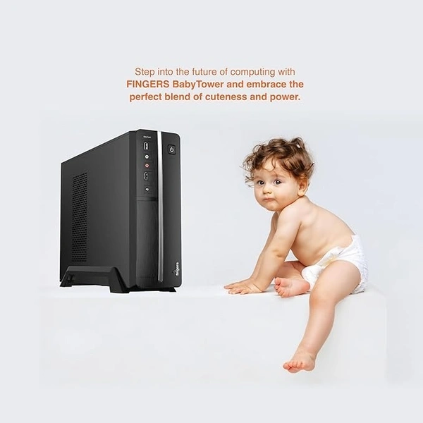 CABINET- REGULAR- FINGERS BabyTower Micro-ATX PC Case (Super Compact | Cabinet Base Stand Included | USB 3.0, USB 2.0, HD Audio, Mic | High-Performance SMPS bundled (BIS Certified))