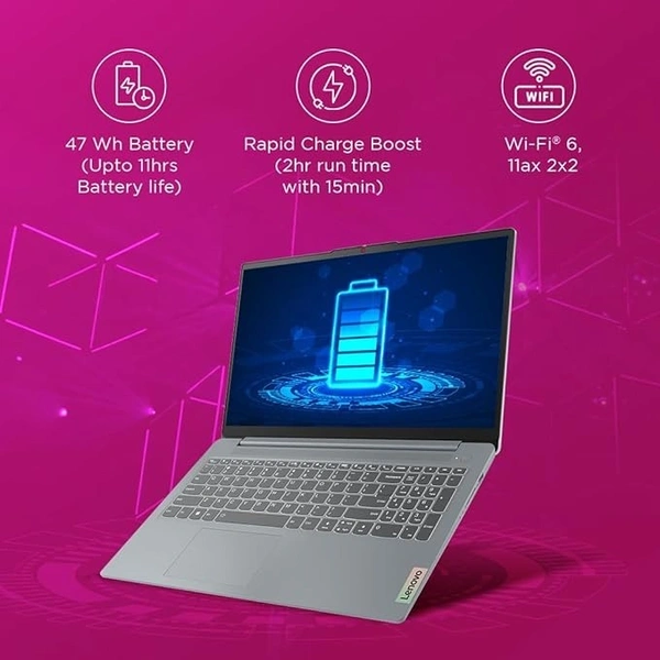 CORE I5- 12TH GEN- Lenovo IdeaPad Slim 3 12th Gen Intel Core i5-12450H 15.6" (39.6cm) FHD IPS Thin & Light Laptop (16GB/512GB SSD/Win 11/Office 21/Backlit KB/Alexa Built-in/3 Mon Game Pass/Arctic Grey/1.6Kg), 83ER008GIN