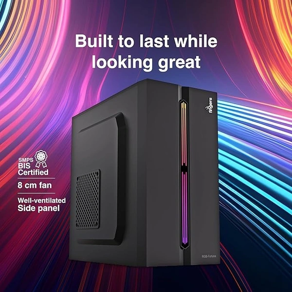 CABINET- RGB- FINGERS RGB-Fortuna Micro-ATX PC Cabinet (with ARGB Lights, 1 x USB 3.0 + 2 x USB 2.0 + HD Audio + Mic in port, BIS Certified SMPS Included)