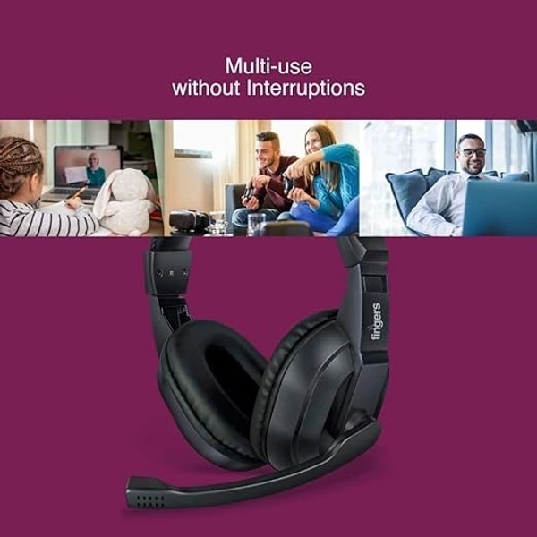 HEADPHONES- FINGERS S10 Wired On Ear Headphones with Adjustable Mic (Black)