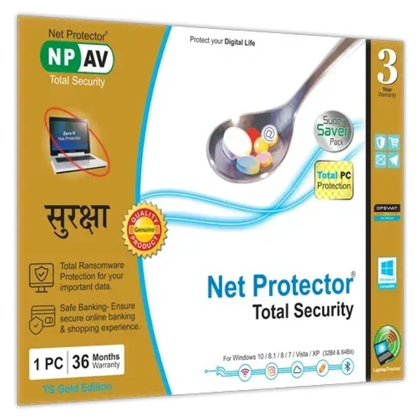 ANTIVIRUS- 3 YEAR- Net Protector Antivirus for PC | Total Security 2024 | 1 PC | 3 Years | Email Delivery in less than 1 MIN