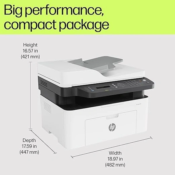 LASERJET- HP Laser MFP 1188Fnw, Wireless, Print, Copy, Scan, Fax, Monochrome Laser Printers, 40-Sheet Adf, Hi-Speed USB 2.0, Ethernet, Up to 21 Ppm, 150-Sheet Input Tray, 100-Sheet Output Tray, Black and White