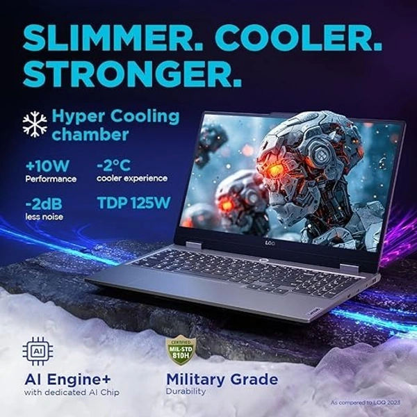 CORE I5- 13TH GEN- i5-13450HX/24GB(2x12GB)/512GB/RTX™ 3050 6GB GDDR6/15.6" FHD IPS 300nits AG 144Hz/4-Zone RGB Backlit/Luna Grey/Win 11,Office H&S 2021/1Y  ( LOQ 15	83DV00KUIN)