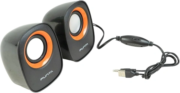 SPEAKERS- PUNTA USB 2.0 Pearl Multimedia Speaker with Sound and Volume Control Cable for Pc Laptop Desktop and Mobile Phones