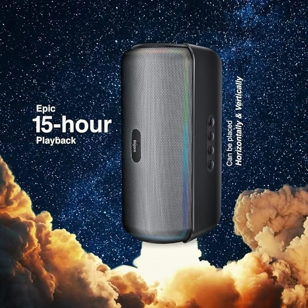 SPEAKERS- FINGERS SoundShuttle Bluetooth Portable Speaker (20 Watts, 15-hour Playtime with TWS enabled feature, RGB lights, Bluetooth, FM Radio, AUX, Micro SD, USB, Built-in Mic) – Rich Black