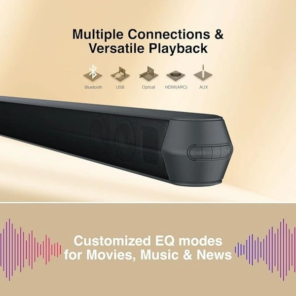 SPEAKERS- FINGERS Octane-65 Multimedia Sound Bar with Powerful 65 Watts, 2.0 Channel, Bluetooth, USB, AUX, Optical, HDMI ARC, Wall Mountable & Remote Control