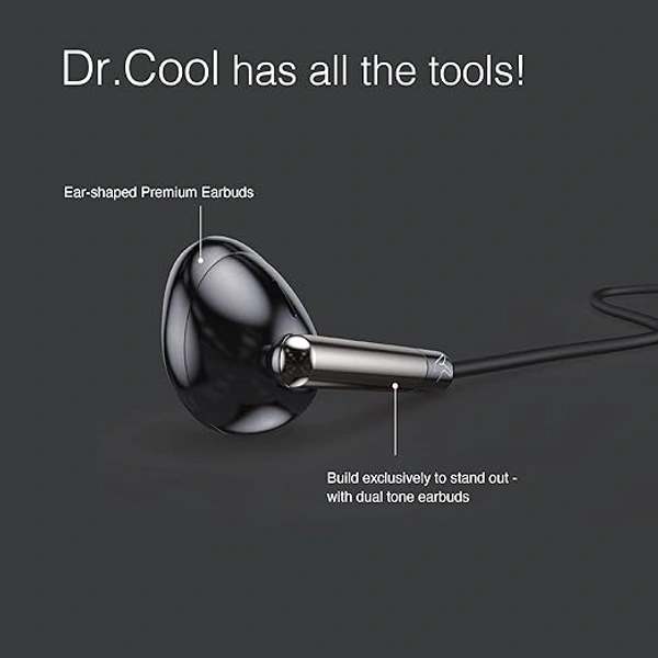 EARSET- FINGERS Dr. Cool Wired Earphones (Ear-shaped Dual Tone Earbuds | Golden L Pin Connector)- 1 Year Warrenty