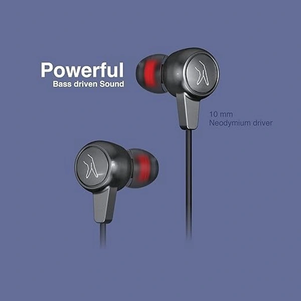 EARSET- FINGERS SoundElite Wired in-Ear Earphones with Built-in Mic, 10 mm Neodymium Driver, 3.5 mm L-pin Connector (Rich Grey)