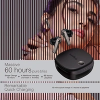 EARBUDS- FINGERS Mesmeric TWS Earbuds Immersive Sound with 10 mm Deep bass Drivers, 60 Hours Playtime, Built-in Quad Mics, SNC™ Technology, Quick Charge Type-C Fast Charging (Gun Metal + Black)