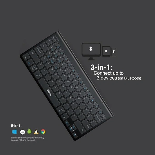 KEYBOARDSS- BTW- FINGERS TeenyClicks Wireless Mini Bluetooth Keyboard (3-in-1: Connect 3 Devices, 5-in-1: Windows®, macOS, Android™, Linux, Chrome OS, Special X-Type Scissors, 45 Days worktime)