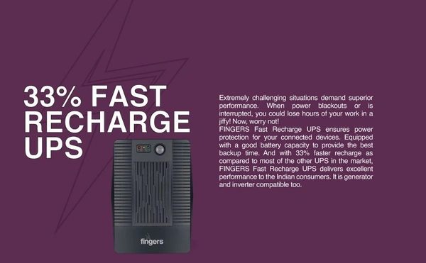 UPS- ADVANCED- FINGERS Fast-Recharge FR-1097-4S Power Supply UPS (1000 VA / 600 W)