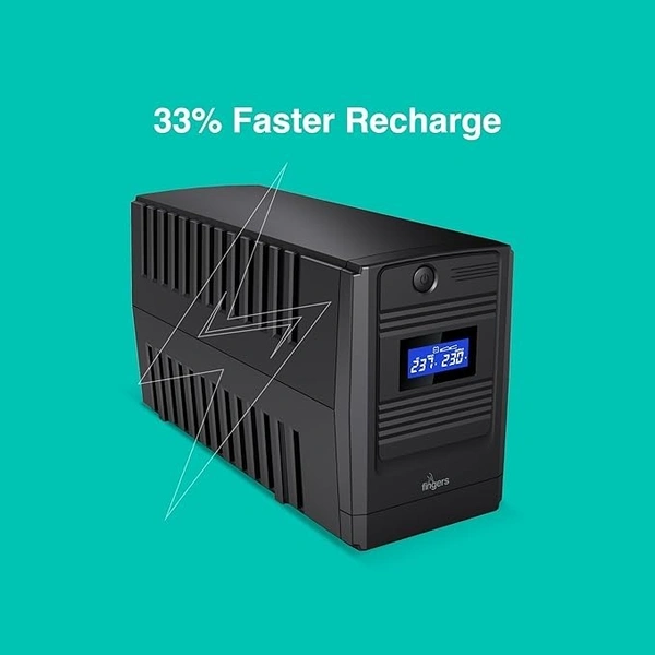UPS- ADVANCED- FINGERS FR-1250LCD Line Interactive UPS (High power capacity 1200 VA / 720 W, 33% Faster recharge, Multi-function real-time LCD Display)