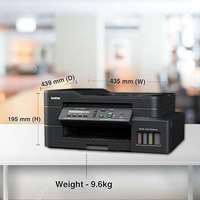 TANK SYSTEM- Brother DCP-T820DW Printer - Auto Duplex Printing, Print, Scan, Copy, ADF, WiFi/LAN/USB, Print Up To 15K Pages In Black And 5K In Color Each For (CMY),