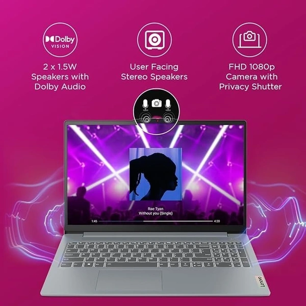 CORE I5- 12TH GEN- Lenovo IdeaPad Slim 3 12th Gen Intel Core i5-12450H 15.6" (39.6cm) FHD IPS Thin & Light Laptop (16GB/512GB SSD/Win 11/Office 21/Backlit KB/Alexa Built-in/3 Mon Game Pass/Arctic Grey/1.6Kg), 83ER008GIN