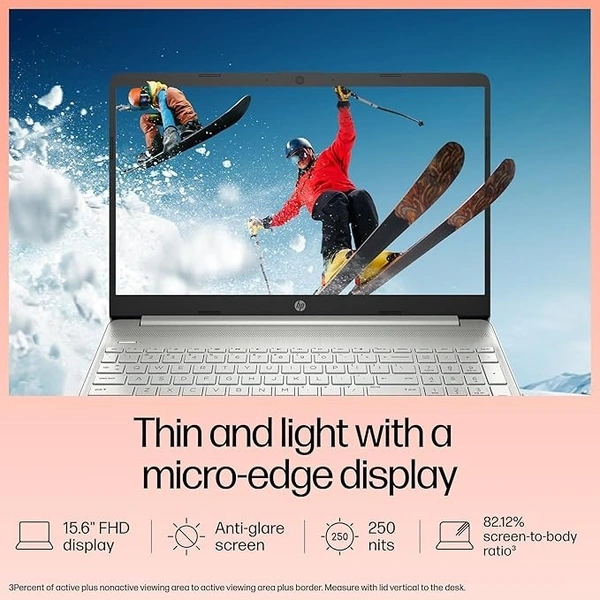 CORE I5- 12TH GEN- HP Laptop 15s, 12th Gen Intel Core i5-1235U, 15.6-inch (39.6 cm), FHD, 16GB DDR4, 512GB SSD, Intel Iris Xe Graphics, Backlit KB,MSO,Thin & Light, Dual Speakers (Win 11, Silver, 1.69 kg), fq5330TU