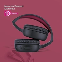 HEADPHONES- FINGERS Rock-n-Roll Lounge Wireless Headset with 10 hours playback, club-like Bass and built-in Mic [Bluetooth | FM Radio | Aux] (Rich Black + Wine)