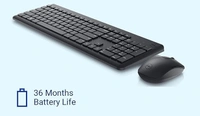 COMBO- WIRELESS- Dell KM3322W Wireless USB Keyboard and Mouse Combo, Anti-Fade & Spill-Resistant Keys, up to 36 Month Battery Life, 3Y Advance Exchange Warranty - Black