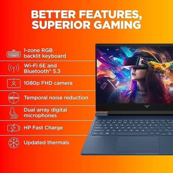 RYZEN- GAMING- HP Victus Windows 11 Home Gaming Laptop,Amd Ryzen 7 7840Hs Ai Powered,6Gb Rtx 3050 Gpu,16.1-Inch (40.9 Cm),95W Tgp,Fhd,IPS,144Hz,16Gb Ddr5,1Tb Ssd,Rgb Backlit Kb,B&O (Mso,Blue,2.29 Kg),S0089Ax