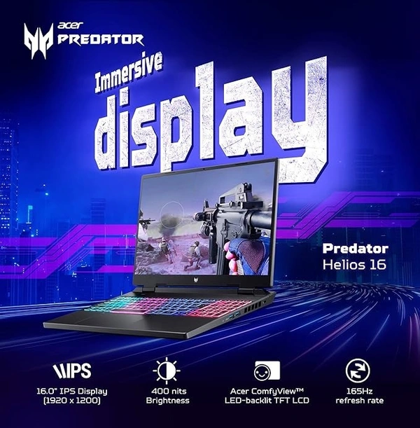 CORE I5- 13TH GEN- Acer Predator Helios Neo 16 Gaming Laptop 13th Gen Intel Core i5 Processor (16 GB/512 GB SSD/Windows 11 Home/NVIDIA ® GeForce RTX ¢ 4050) PHN16-71, (16") WUXGA Display