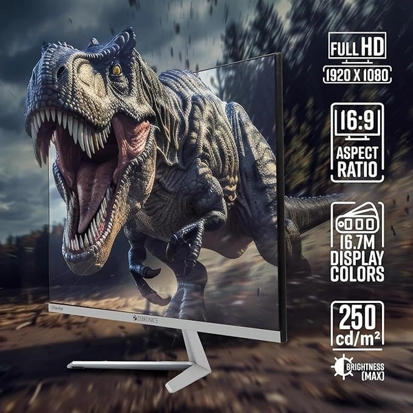 SIZE- 24" ZEBRONICS A24FHD LED Monitor, 24 inch (60.96cm), 250 nits, 100Hz, Slim Design, FHD, 1080p, Wall Mountable, HDMI, VGA, Ultra Slim Bezel, Metal stand, Built-in Speakers