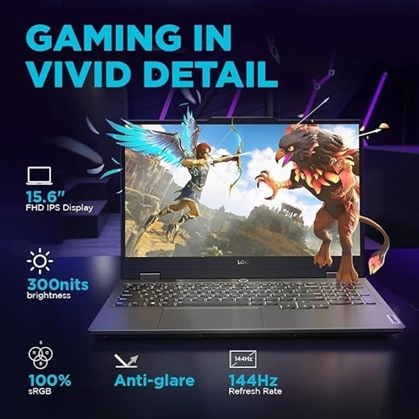 CORE I5- 13TH GEN- i5-13450HX/24GB(2x12GB)/512GB/RTX™ 3050 6GB GDDR6/15.6" FHD IPS 300nits AG 144Hz/4-Zone RGB Backlit/Luna Grey/Win 11,Office H&S 2021/1Y  ( LOQ 15	83DV00KUIN)