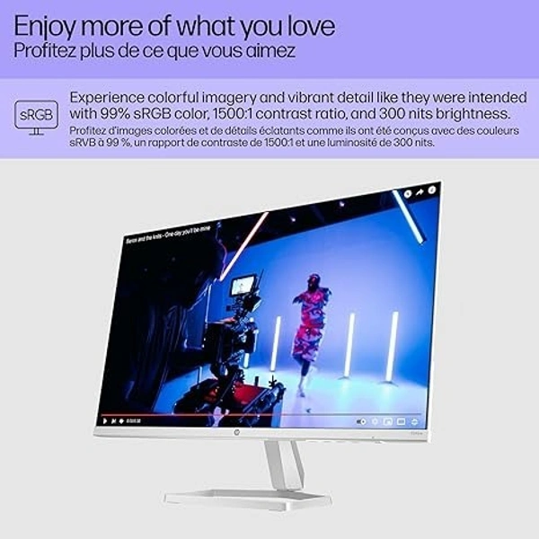 SIZE- 24"- HP Series 5 24 inch FHD Monitor, Full HD Display (1920 x 1080), IPS Panel, 99% sRGB, 1500:1 Contrast Ratio, 300 nits, Eye Ease with Eyesafe Certification, 524sa (2024)