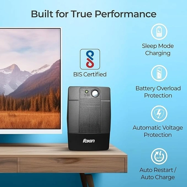 UPS- REGULAR- Foxin UPS 600va 360W with LED Indicator, UPS for PC | Laptops | Gaming Computers | WiFi Routers & More | BIS Approved 