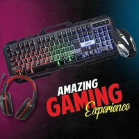 COMBO- WIRED- GAMING- Zebion Ninja Gaming Keyboard and Mouse Combo,Braided Cable,Durable Metal Body,Multimedia Keys and Gaming Mouse with 6 Buttons, Multi-Color LED Lights, High-Resolution Sensor with 3200 DPI (Black)