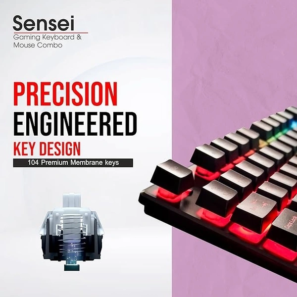 COMBO- WIRED- GAMING- ZEBION Sensei Wired Gaming Keyboard Mouse Combo with RGB Lights, The Backlit Keys are Bright and Sharp, Adjustable DPI with Color Changing RGB Light, Durable Body, 1 Year Warranty