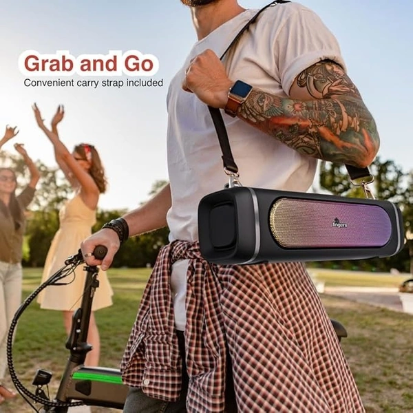 SPEAKERS- FINGERS SoundPower-20 Bluetooth Portable Speaker with Powerful 20 W Deep Bass, Mesmerizing RGB lights, 9-hour Playtime, Free Carry Strap, Built-in Mic (Black)