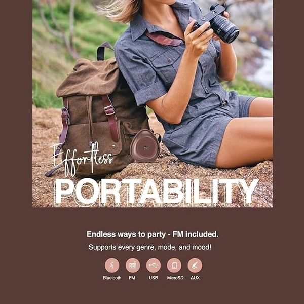 SPEAKERS- FINGERS Brownie2 Portable Speaker (15 Hours Playback | Bluetooth, FM Radio, USB, MicroSD, AUX),Choco Brown